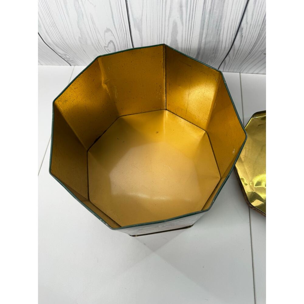 Vintage 1985 Crabtree and Evelyn Octagon Tin Farm Horse Chicken Tall Round - Picture 6 of 12